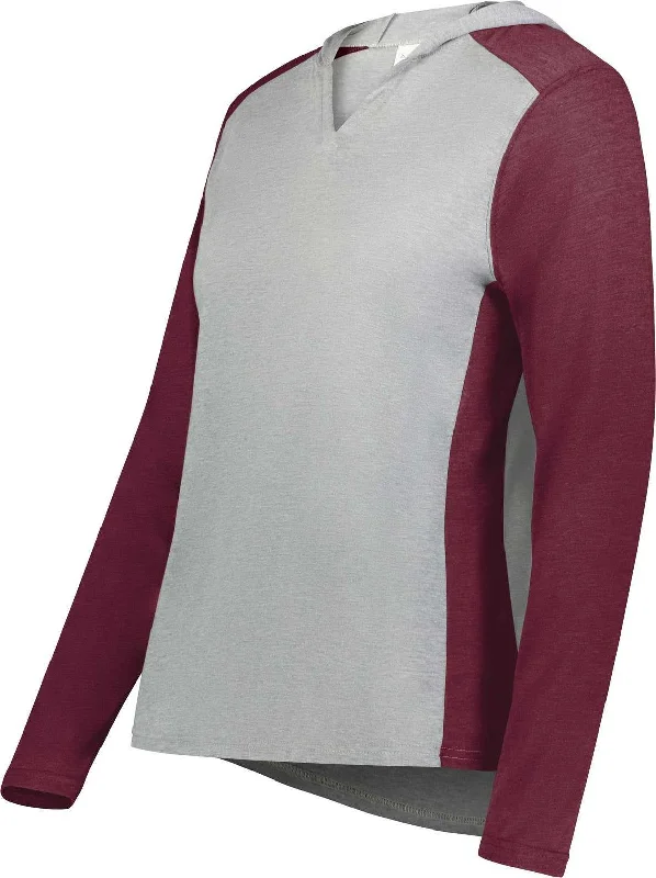 Matching Hoodie-Augusta 6902 Ladies Gameday Vintage Hoodie - Gray Heather Maroon Heather