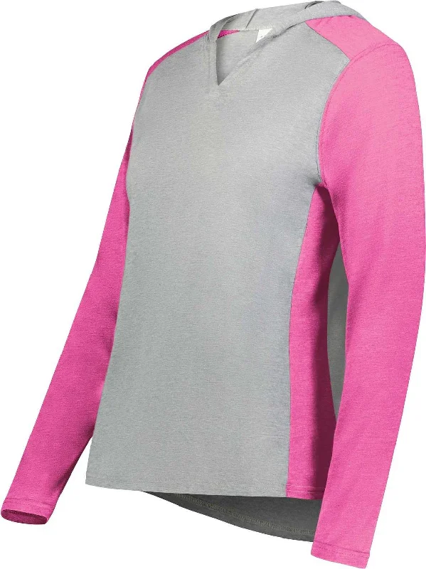 Hoodie for Couples-Augusta 6902 Ladies Gameday Vintage Hoodie - Gray Heather Orchid Heather