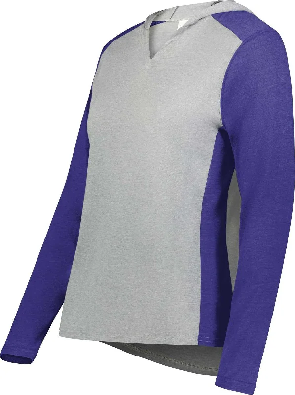 Hoodie for Relaxing at Home-Augusta 6902 Ladies Gameday Vintage Hoodie - Gray Heather Purple Heather