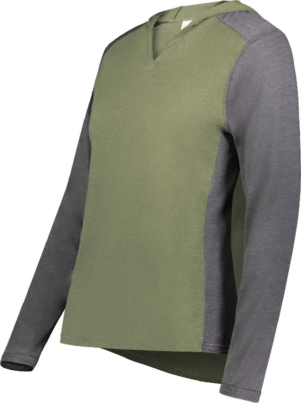 Hoodie for Lounging-Augusta 6902 Ladies Gameday Vintage Hoodie - Olive Heather Carbon Heather