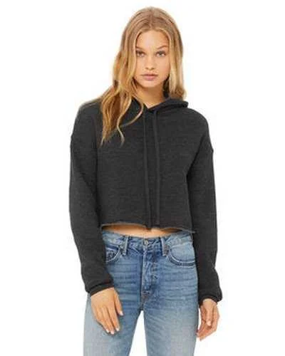 Hoodie with Modern Design-Bella + Canvas B7502 Ladies' Cropped Fleece Hoodie - Dark Gray Heather