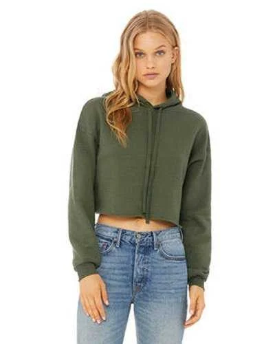 Vintage Hoodie-Bella + Canvas B7502 Ladies' Cropped Fleece Hoodie - Military Green