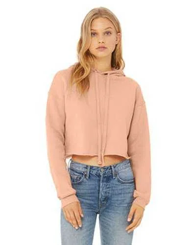 Hoodie for Casual Days-Bella + Canvas B7502 Ladies' Cropped Fleece Hoodie - Peach