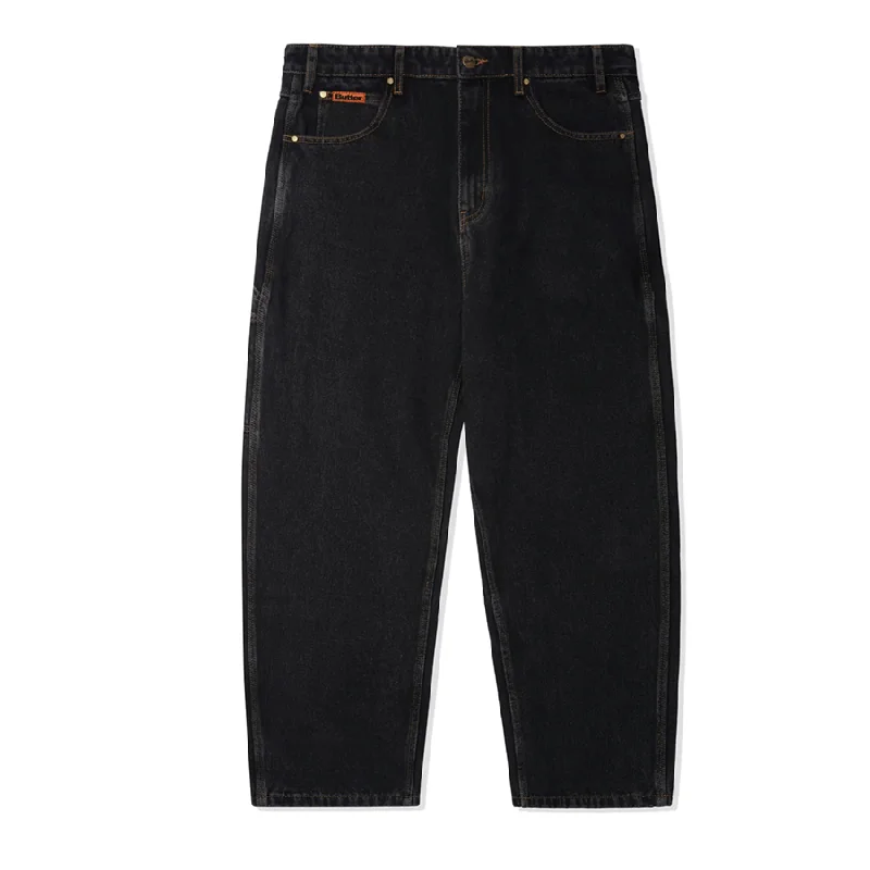 Butter Baggy Denim Jeans, Washed Black