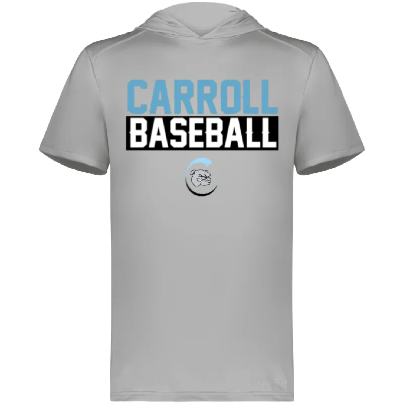 Warm Hoodie for Cold Winters-Carroll Baseball Short Sleeve Hoodie Powered by Coolcore®