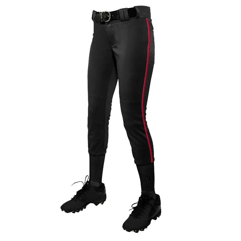 Champro BP11P Tournament with Pipe Softball Pant - Black Scarlet