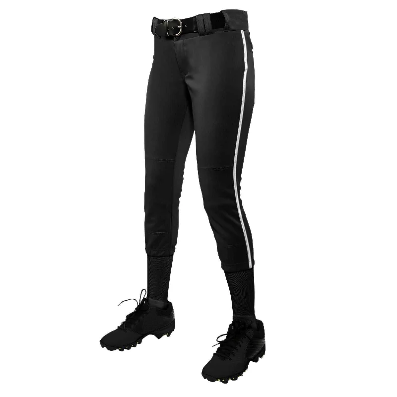 Champro BP11P Tournament with Pipe Softball Pant - Black White