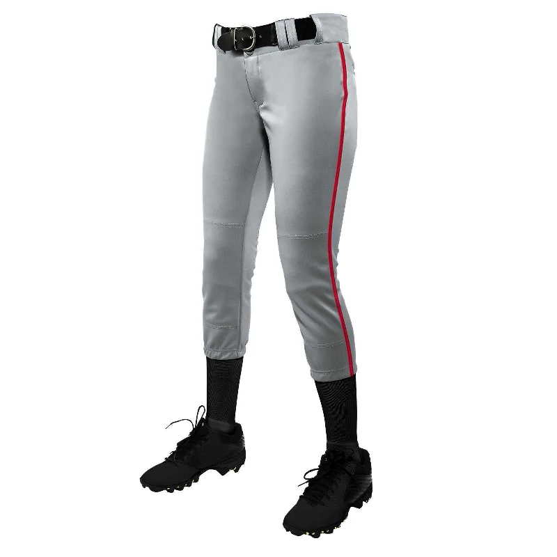 Champro BP11P Tournament with Pipe Softball Pant - Gray Scarlet