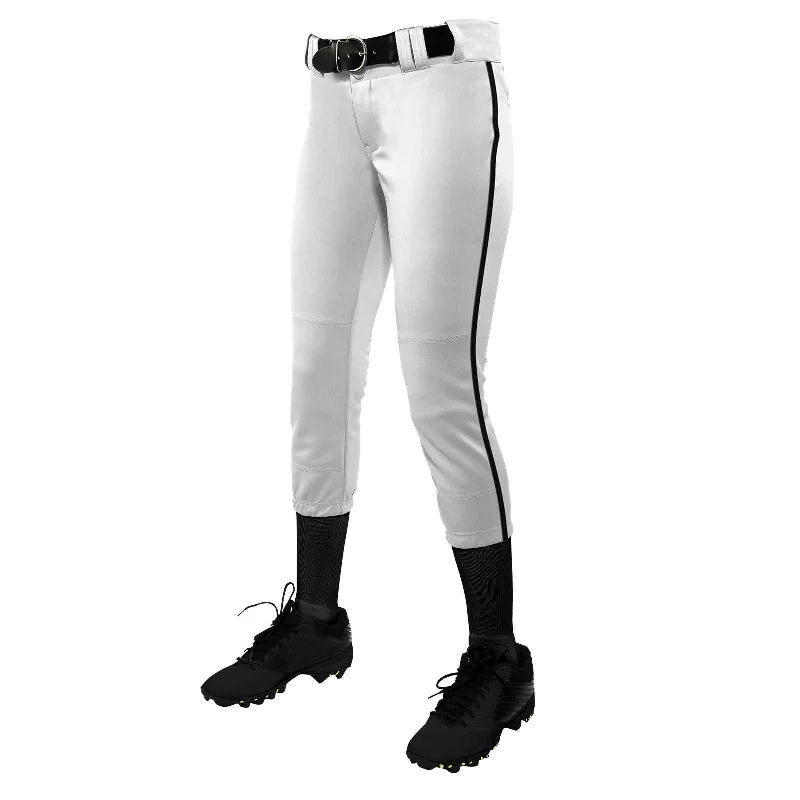 Champro BP11P Tournament with Pipe Softball Pant - White Black