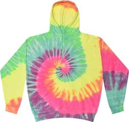 Hoodie for Couples-Colortone 8777 Tie-Dyed Hooded Sweatshirt - Minty Rainbow