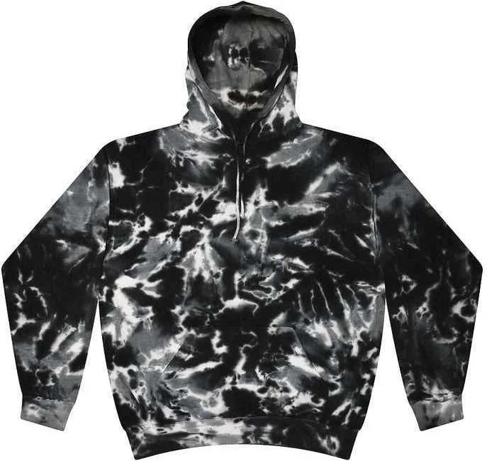 Hoodie with Warm Lining-Colortone 8777 Tie-Dyed Hooded Sweatshirt - Multi Black