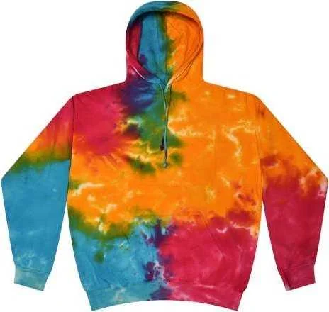 Plain Hoodie-Colortone 8777 Tie-Dyed Hooded Sweatshirt - Multi Rainbow