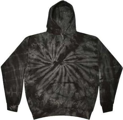 Hoodie with Cool Patterns-Colortone 8777 Tie-Dyed Hooded Sweatshirt - Spider Black