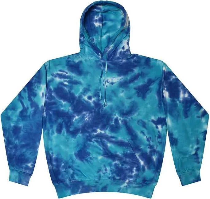 Hoodie for Valentine’s Day-Colortone 8777Y Youth Tie-Dyed Hooded Sweatshirt - Multi Blue