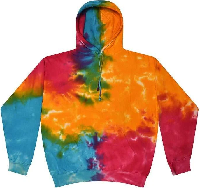 Custom Couple Hoodie-Colortone 8777Y Youth Tie-Dyed Hooded Sweatshirt - Multi Rainbow