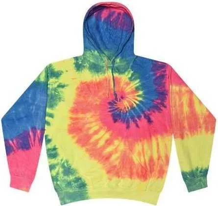 Hoodie for Thanksgiving-Colortone 8777Y Youth Tie-Dyed Hooded Sweatshirt - Neon Rainbow