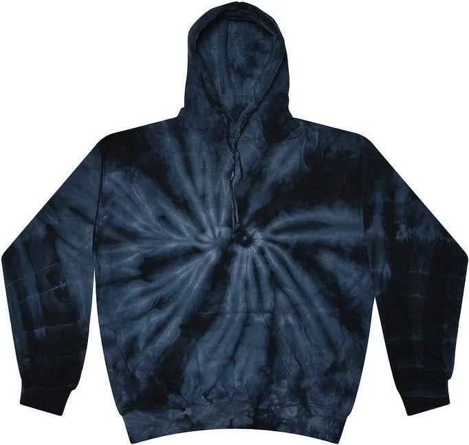 Hoodie with Bright Colors-Colortone 8777Y Youth Tie-Dyed Hooded Sweatshirt - Spider Navy