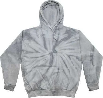 Hoodie for Father’s Day-Colortone 8777Y Youth Tie-Dyed Hooded Sweatshirt - Spider Silver