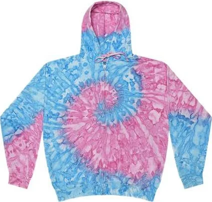 College Hoodie-Colortone 8888 Tie-Dyed Full-Zip Hooded Sweatshirt - Athens