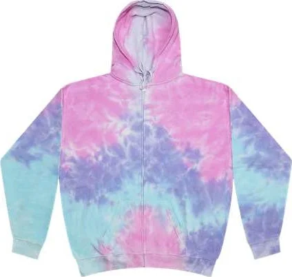 School Hoodie-Colortone 8888 Tie-Dyed Full-Zip Hooded Sweatshirt - Cotton Candy