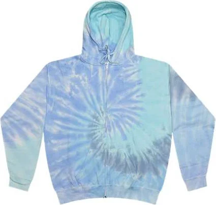 Hoodie for College Students-Colortone 8888 Tie-Dyed Full-Zip Hooded Sweatshirt - Lagoon