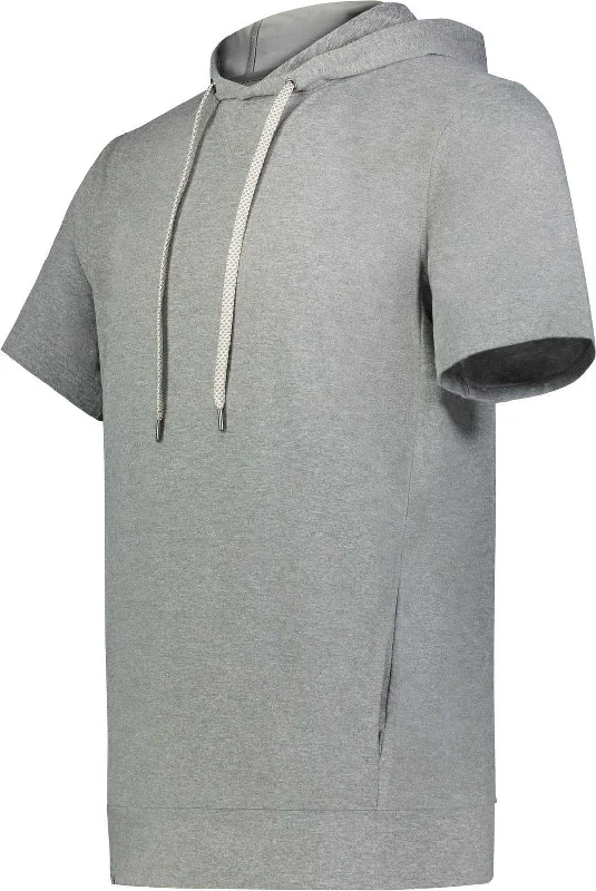 Plain Hoodie-Holloway 222505 Ventura Soft Knit Short Sleeve Hoodie - Grey Heather