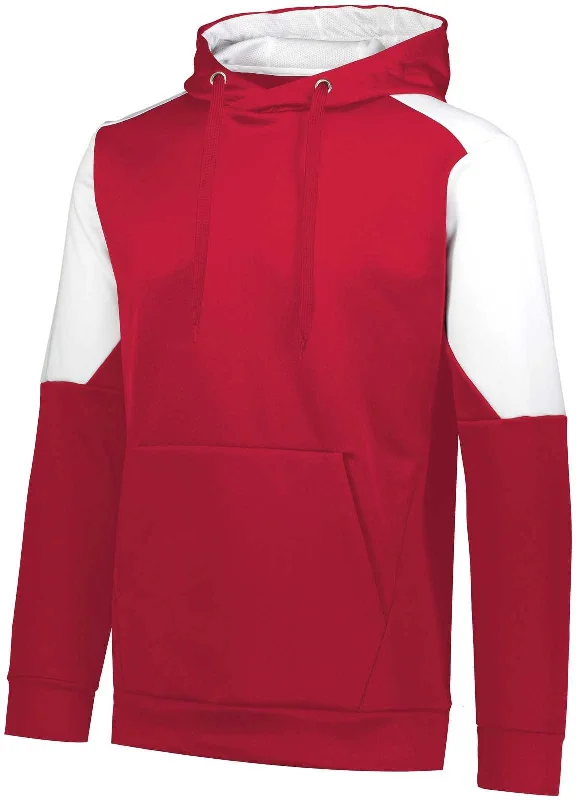 Hoodie for College Students-Holloway 222540 Blue Chip Hoodie - Scarlet White