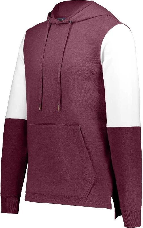 Cozy Hoodie-Holloway 222581 Ivy League Team Hoodie - Maroon Heather White