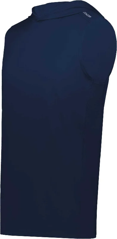 Pullover Hoodie-Holloway 222590 Coolcore Sleeveless Hoodie - Navy