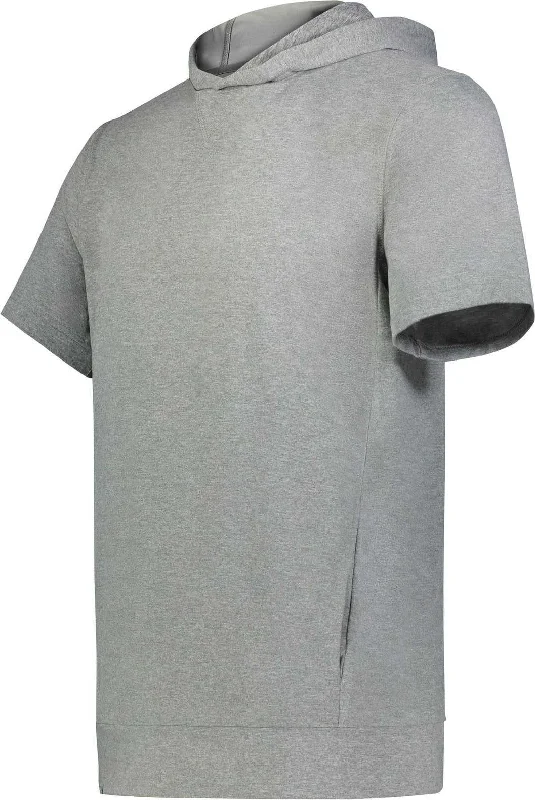 Hoodie with Zip Pockets-Holloway 222605 Youth Ventura Soft Knit Short Sleeve Hoodie - Grey Heather