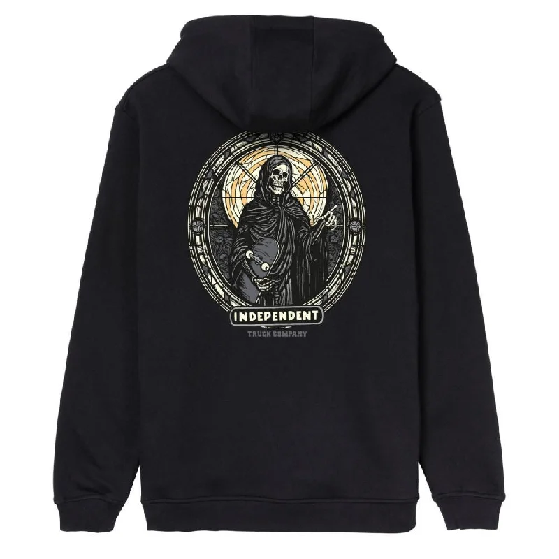 Hoodie with Bold Graphics-Independent Hood ITC Stained - Black