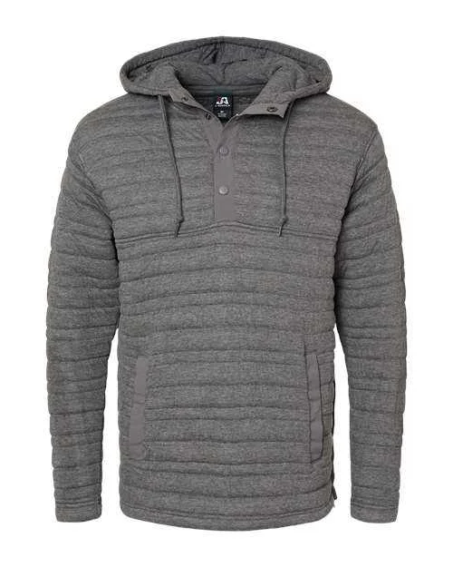 Hoodie with Adjustable Drawstring-J. America 8897 Horizon Quilted Anorak Hooded Pullover - Charcoal Heather