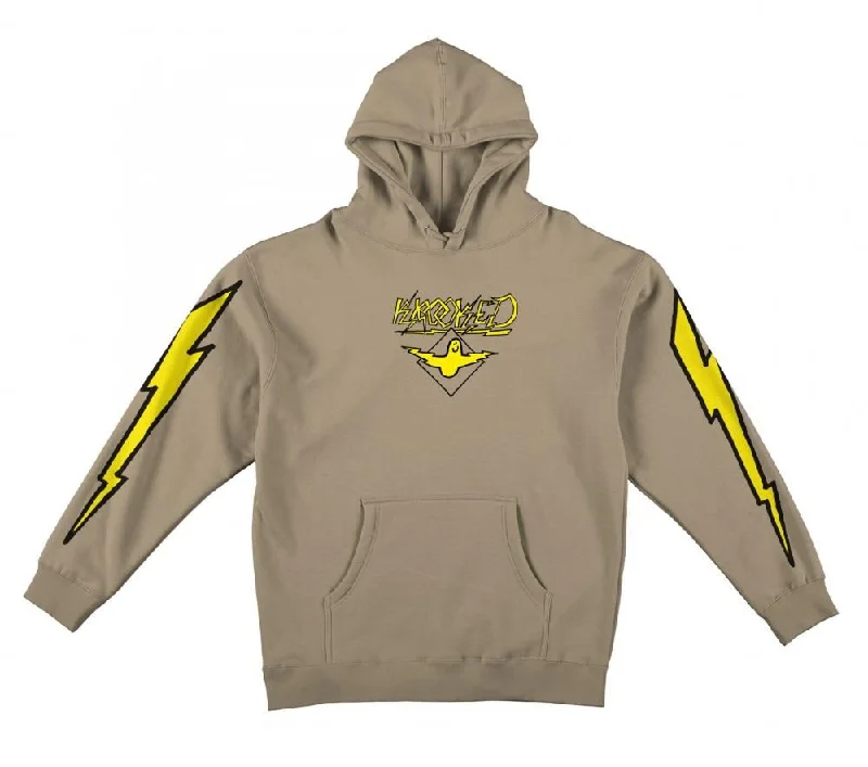 Funny Hoodie-Krooked Hoody Bird Lightening Sleeve - Sandstone / Yellow