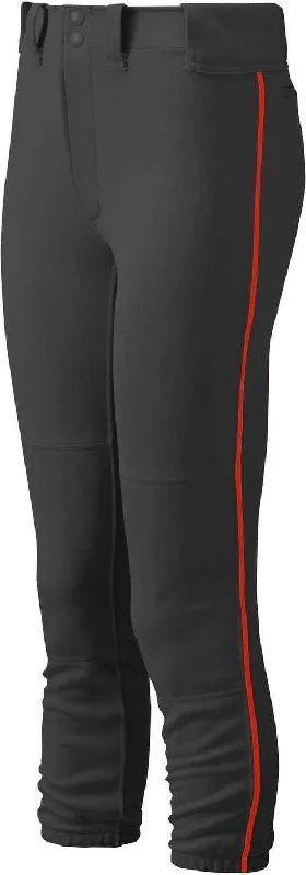 Mizuno Girl's Belted Piped Softball Pant - Black Red