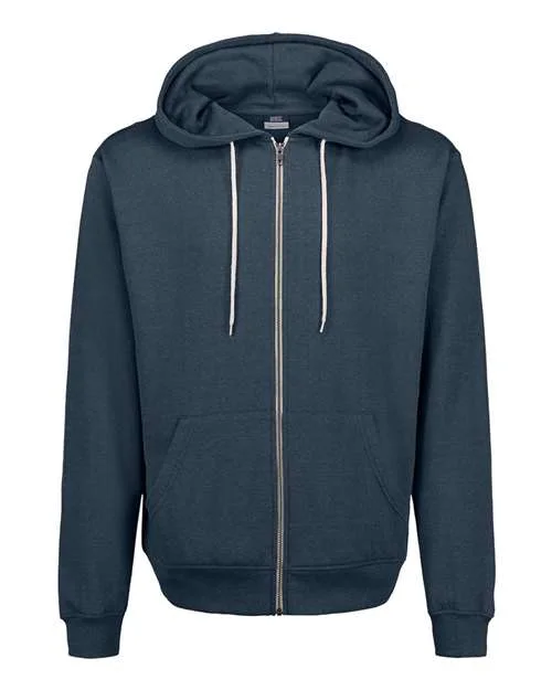 Hoodie for School Spirit-MV Sport 2349 Retro Heather Full-Zip Hooded Sweatshirt - Indigo Pepper Heather