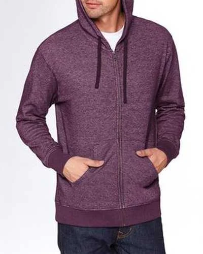 Hoodie for School Uniform-Next Level 9600 Adult Pacifica Denim Fleece Full-Zip Hooded Sweatshirt - Plum