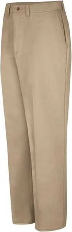 Red Kap PC44 Plain Front Casual Cotton Pants - Khaki - Unhemmed