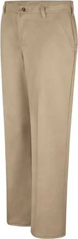 Red Kap PC45EXT Women's Plain Front Cotton Pants Additional Sizes - Khaki - Unhemmed