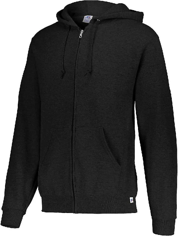 Hoodie with Adjustable Drawstring-Russell 697HBM Dri-Power Fleece Full-Zip Hoodie - Black