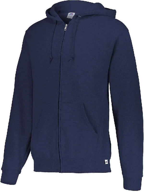 Hoodie with Embroidery-Russell 697HBM Dri-Power Fleece Full-Zip Hoodie - J.Navy