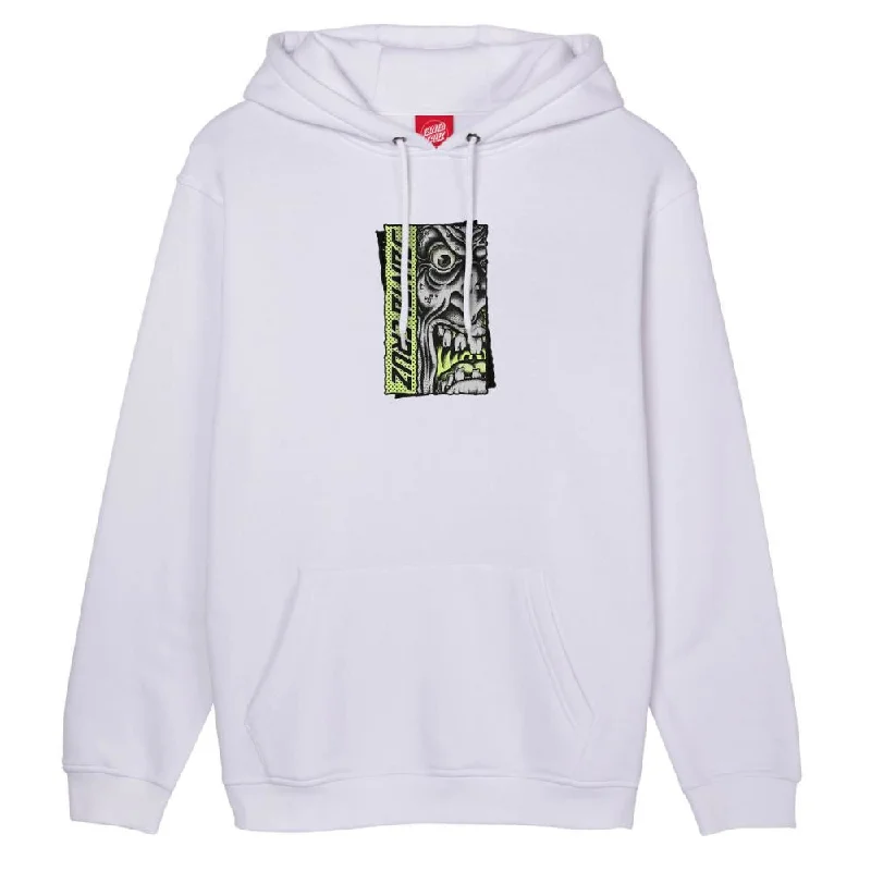 Hoodie with Ribbed Hem-Santa Cruz Hood Roskopp Rigid Face Front Hood - White