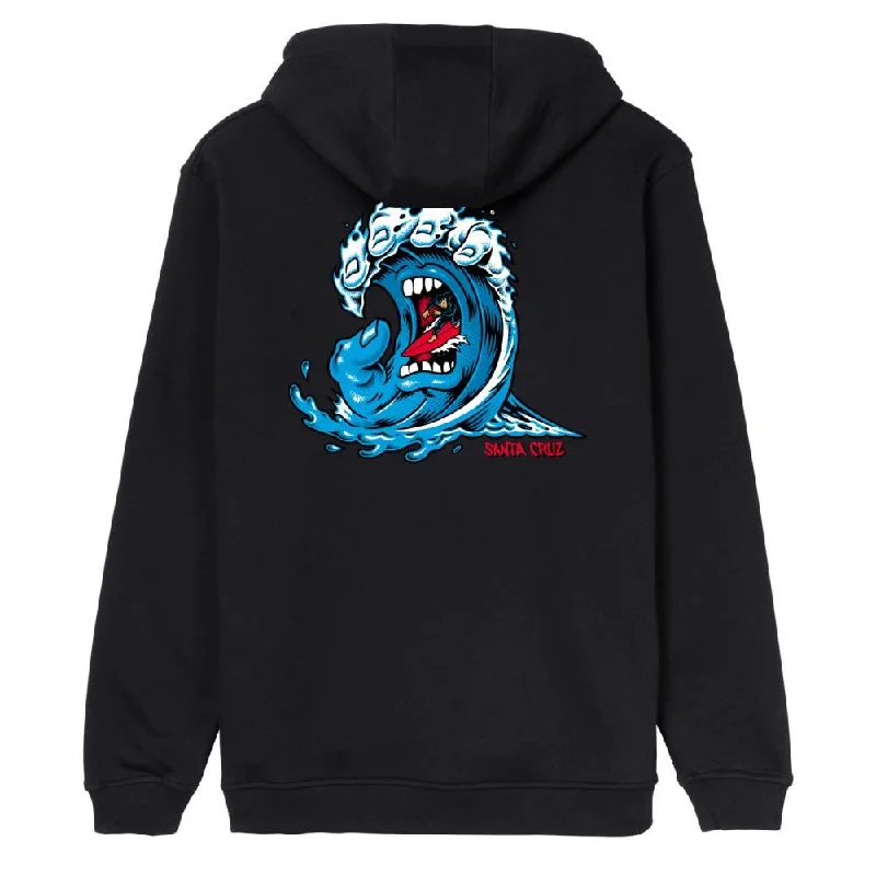 Hoodie for Outdoor Activities-Santa Cruz Hood Screaming Wave - Black