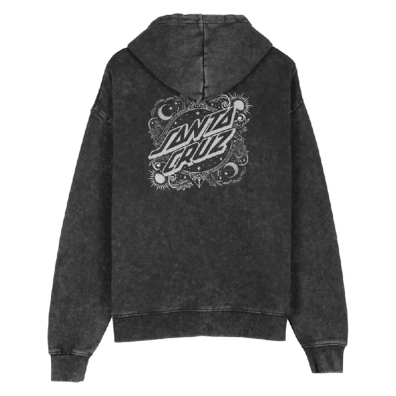 Hoodie with Inspirational Quote-Santa Cruz Womens Hood Ornate Dot - Black Acid Wash