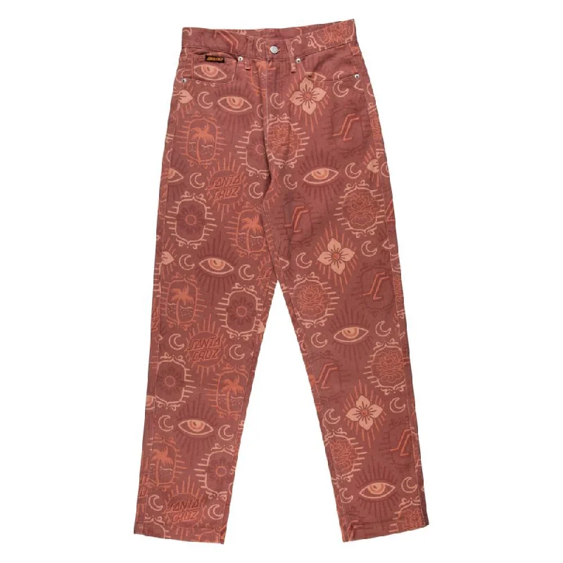 Santa Cruz Womens Pant Classic Dad Jeans - Red Patchwork