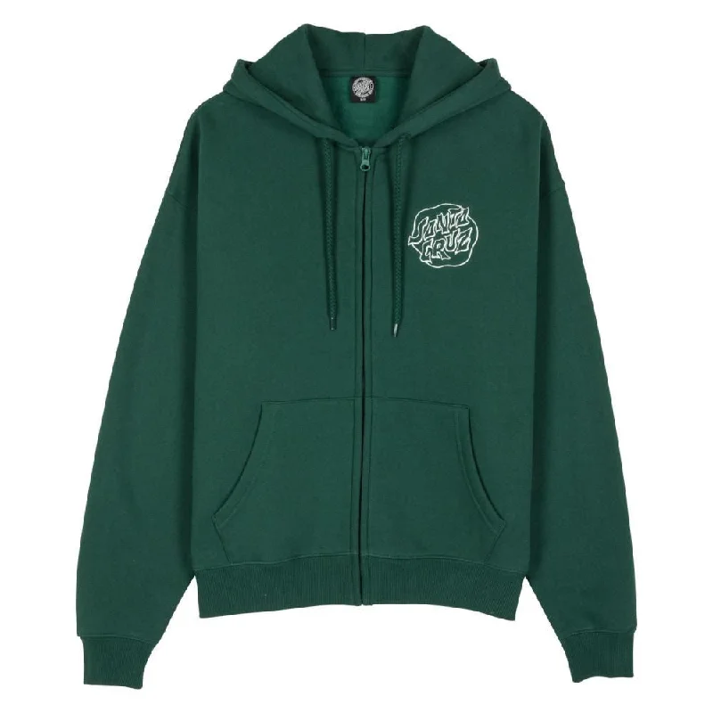 Hoodie with Artistic Prints-Santa Cruz Womens Zip Hood Fever Dream Mono Dot - Emerald