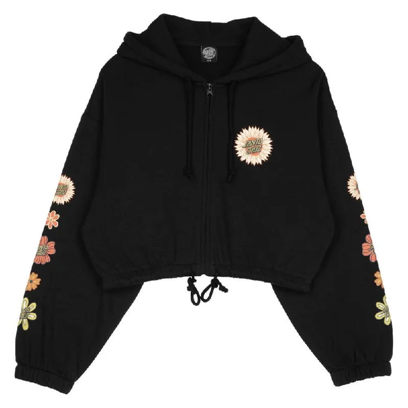 Hoodie for Traveling-Santa Cruz Womens Zip Hood Floral Mix Up - Black