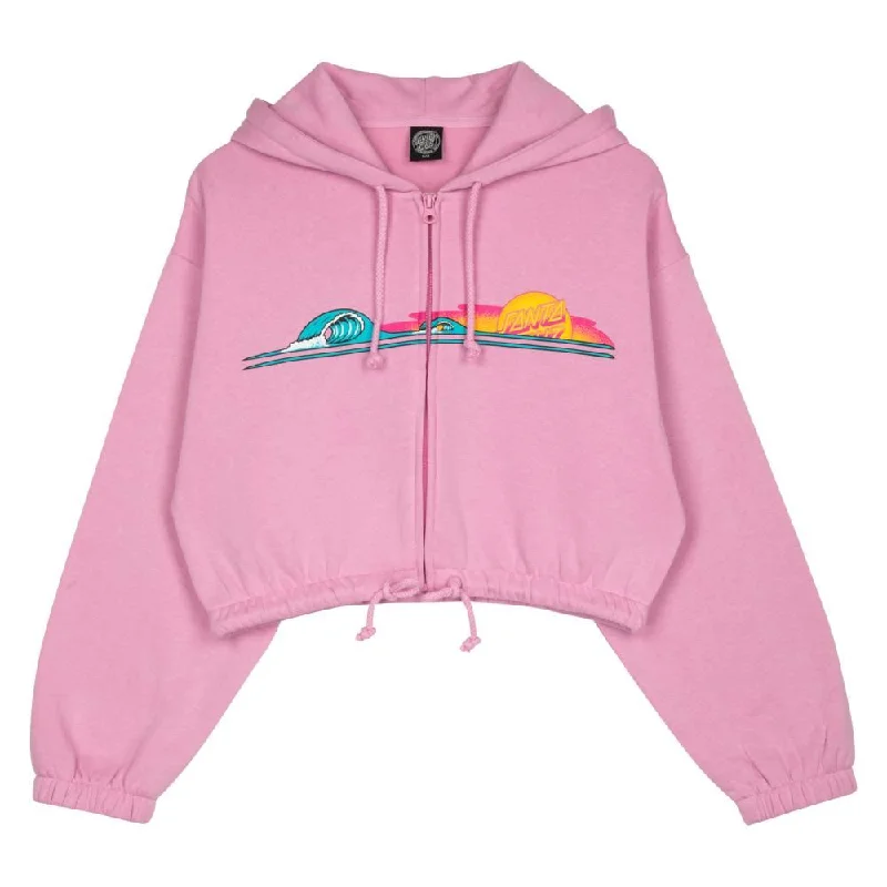 Best Hoodie for Kids-Santa Cruz Womens Zip Hood Sunrise Dot Zip - Fondant Pink