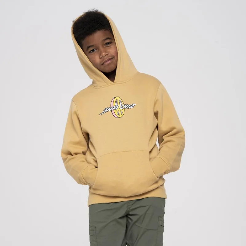 Hoodie for Outdoor Concerts-Santa Cruz Youth Hood Youth Peace Strip Hood - Parchment