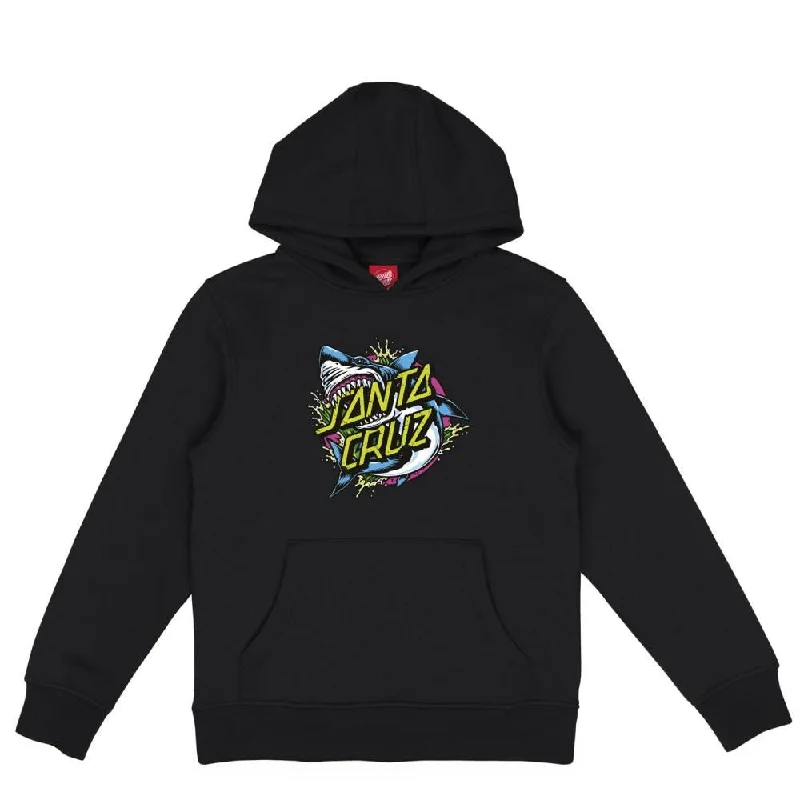 Warm Hoodie for Cold Winters-Santa Cruz Youth Hood Youth Shark Dot Front - Black