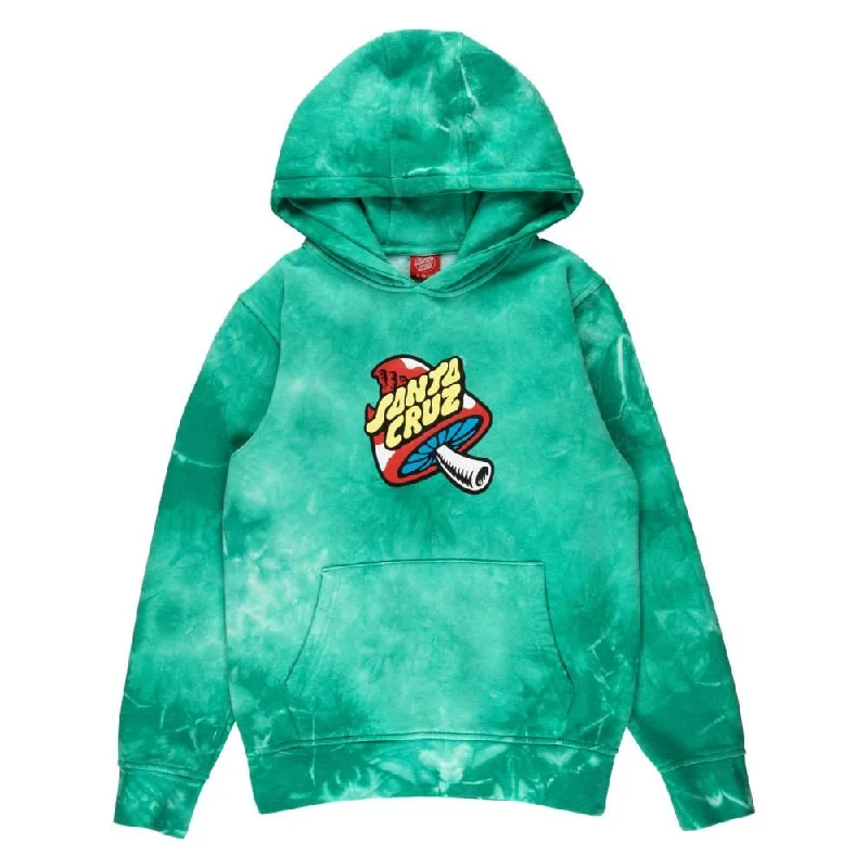 Hoodie for Road Trips-Santa Cruz Youth Hood Youth Toadstool Dot - Jade Tie Dye